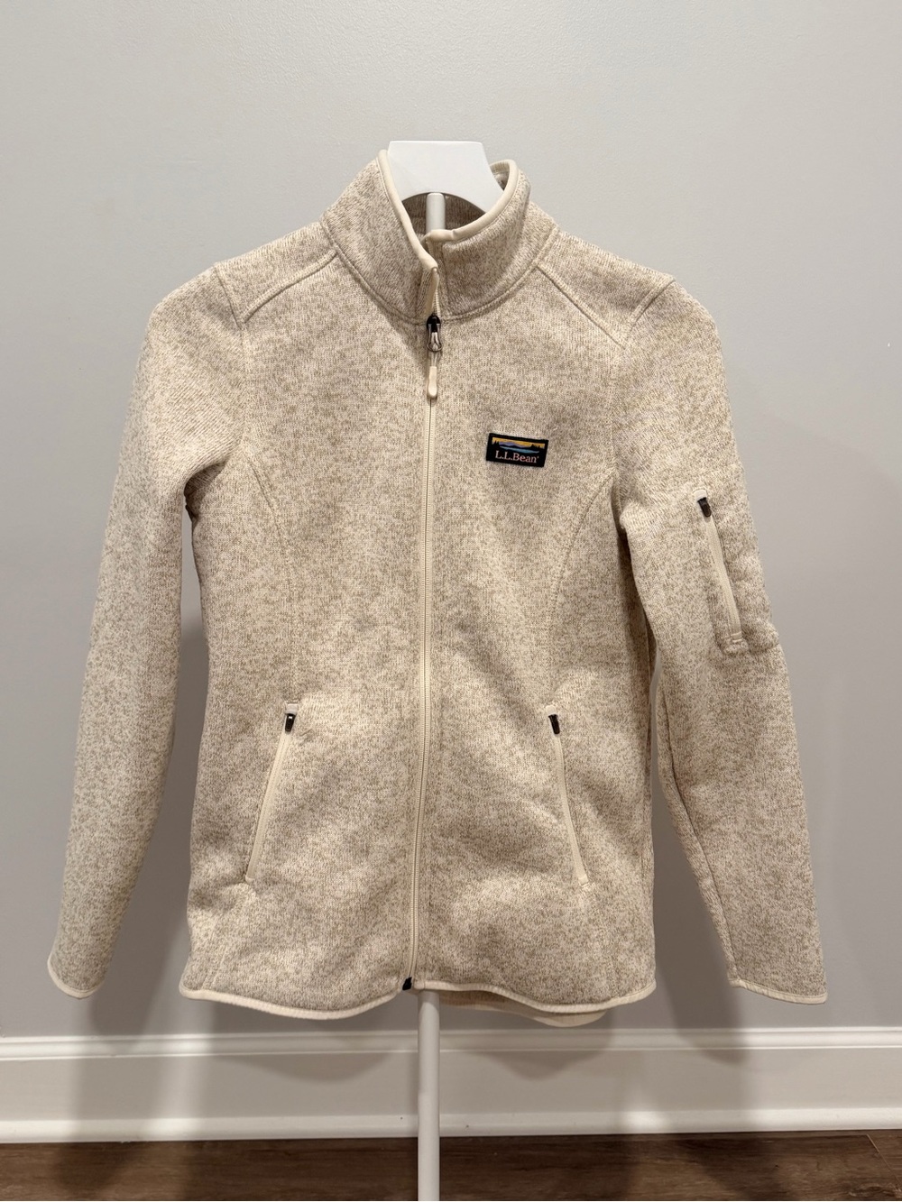 L.L.Bean Women’s Sweater Fleece Full Zip Jacket Cream Small